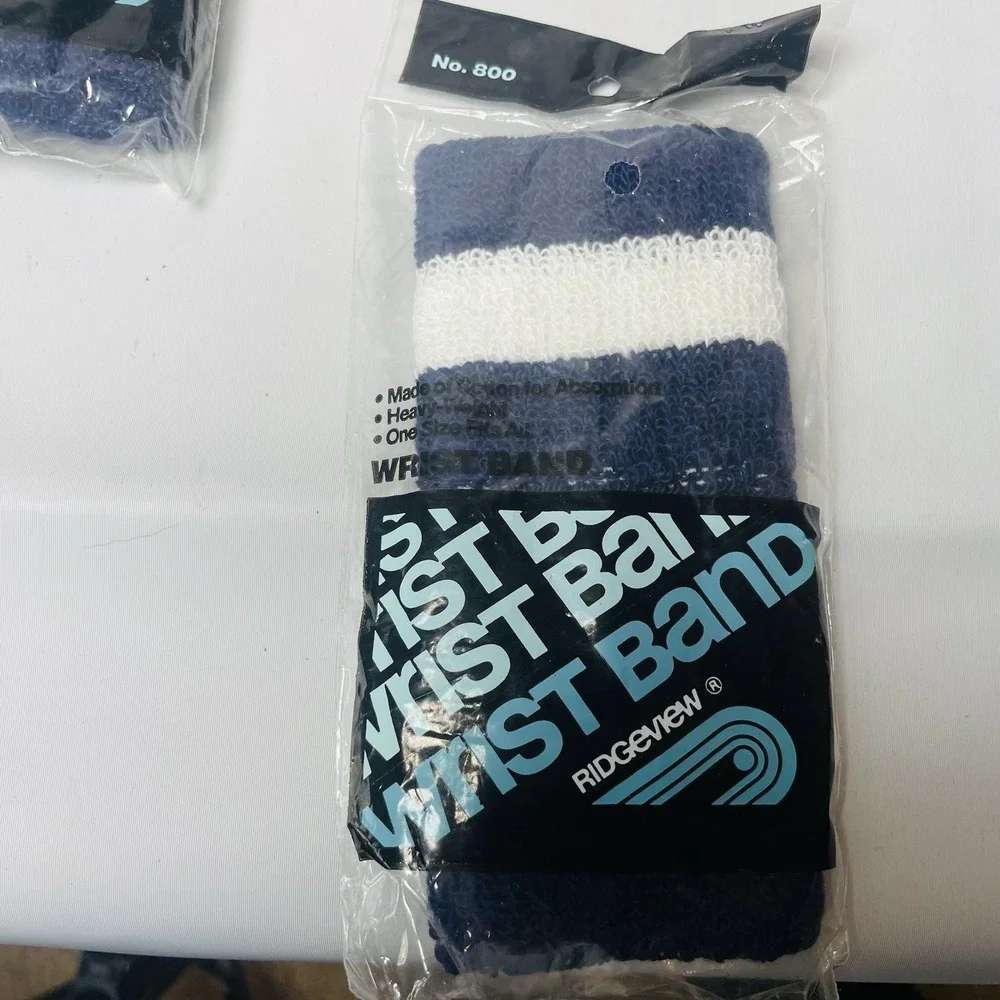 Navy & White Striped Wrist Bands Lot of 5 Pkgs 10 Total Ridgeview Cotton USA